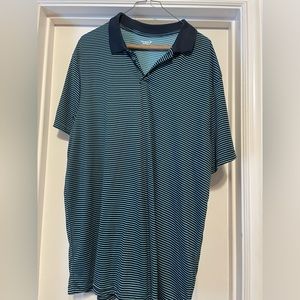 Mens old navy polo never worn. Navy and aqua stripes.